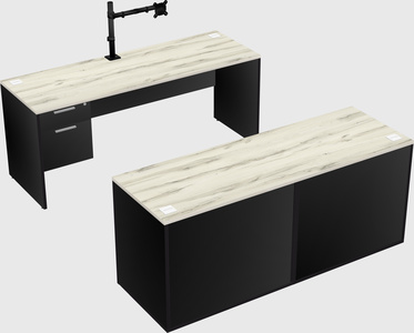 Parallel desk with credenza