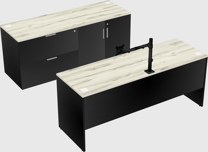 Parallel desk with credenza