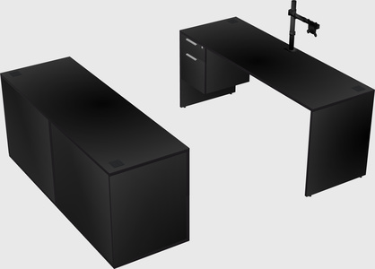 Parallel desk with credenza