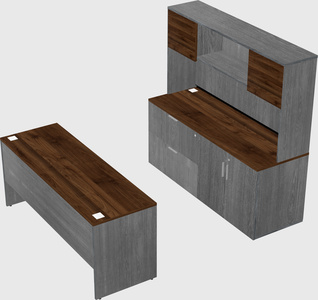 Parallel desk with credenza