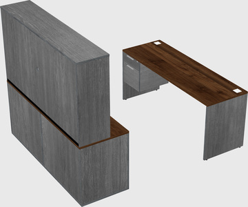 Parallel desk with credenza