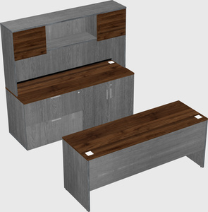Parallel desk with credenza