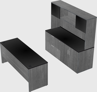 Parallel desk with credenza