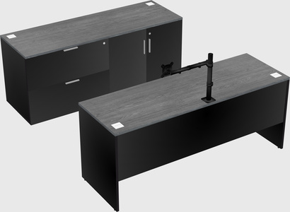 Parallel desk with credenza