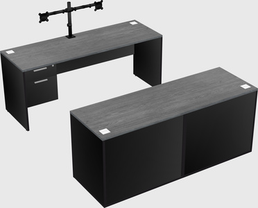 Parallel desk with credenza
