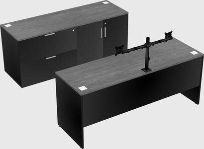 Parallel desk with credenza