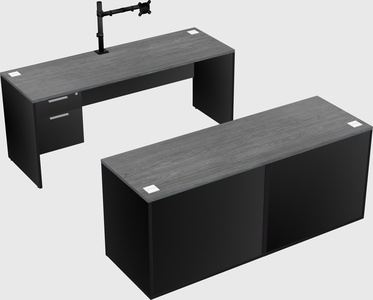 Parallel desk with credenza