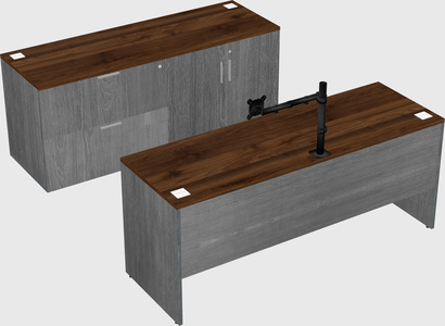 Parallel desk with credenza