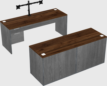 Parallel desk with credenza