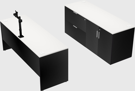 Parallel desk with credenza