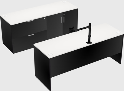 Parallel desk with credenza