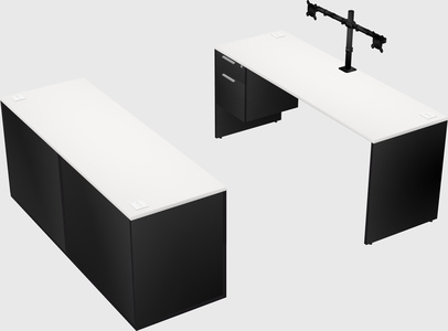 Parallel desk with credenza