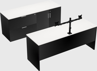 Parallel desk with credenza