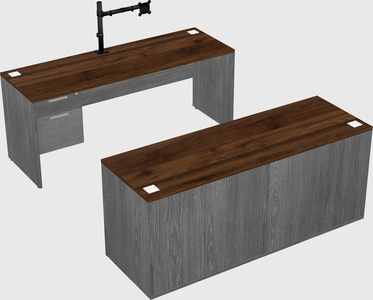 Parallel desk with credenza
