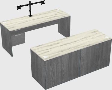 Parallel desk with credenza