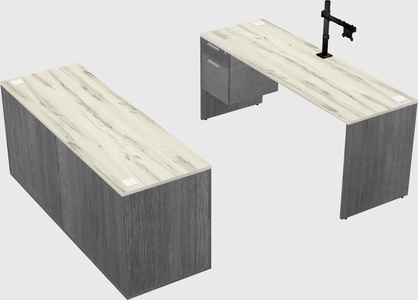 Parallel desk with credenza