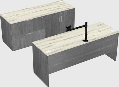 Parallel desk with credenza