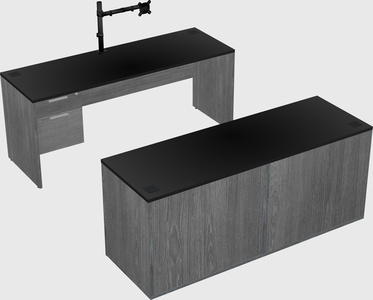 Parallel desk with credenza