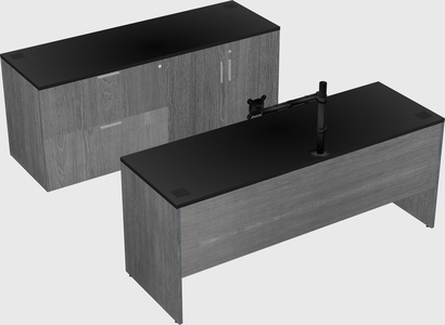 Parallel desk with credenza