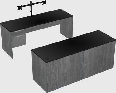 Parallel desk with credenza