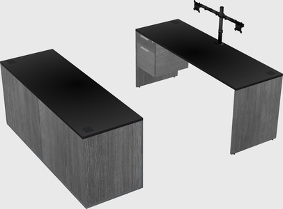 Parallel desk with credenza