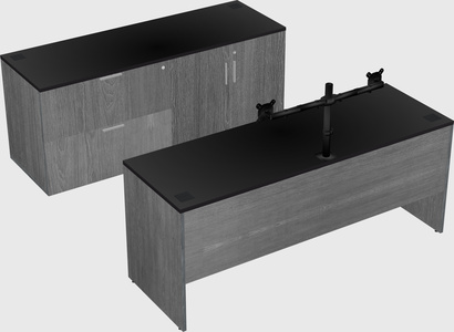 Parallel desk with credenza