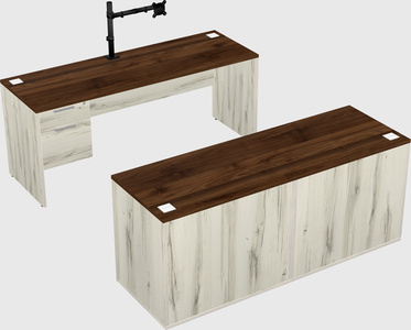 Parallel desk with credenza