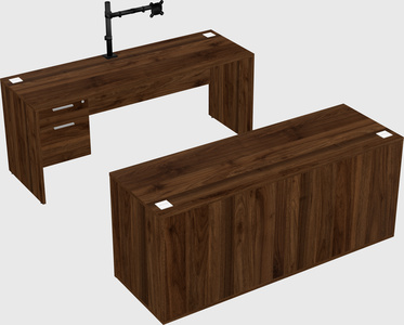 Parallel desk with credenza