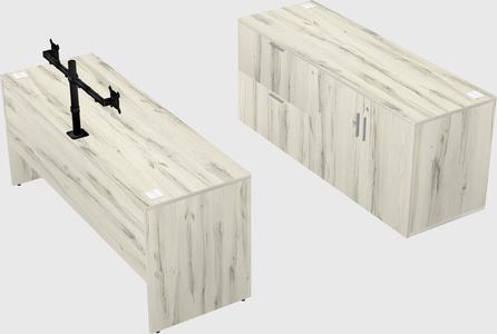 Parallel desk with credenza
