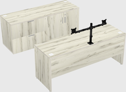 Parallel desk with credenza