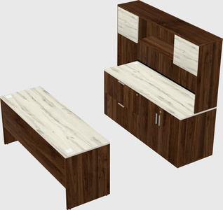 Parallel desk with credenza