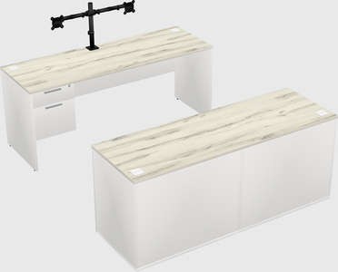 Parallel desk with credenza