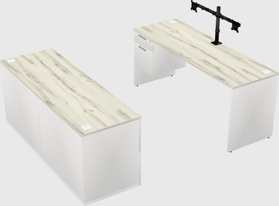 Parallel desk with credenza