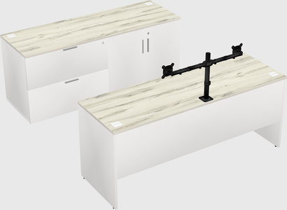 Parallel desk with credenza