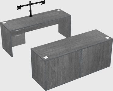 Parallel desk with credenza