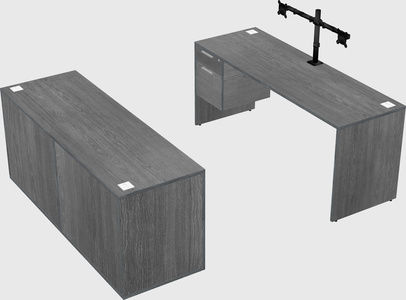 Parallel desk with credenza