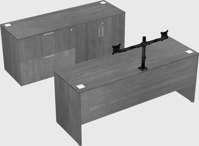Parallel desk with credenza