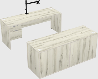 Parallel desk with credenza
