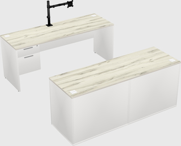 Parallel desk with credenza