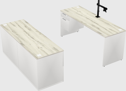 Parallel desk with credenza