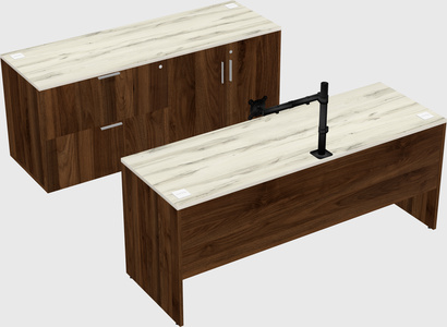 Parallel desk with credenza