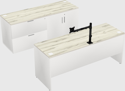 Parallel desk with credenza