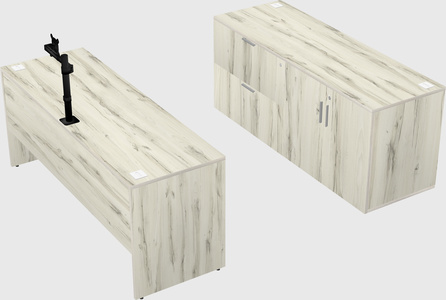 Parallel desk with credenza