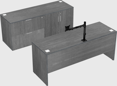 Parallel desk with credenza