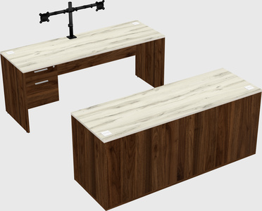 Parallel desk with credenza