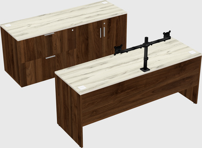 Parallel desk with credenza