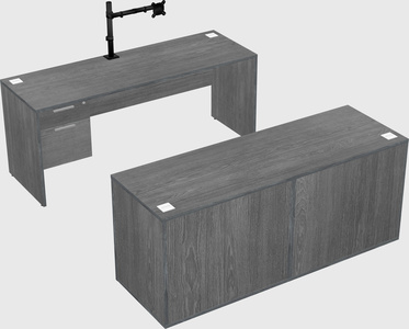 Parallel desk with credenza
