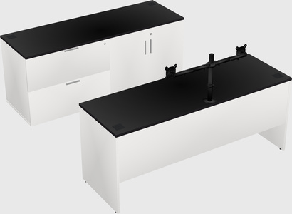 Parallel desk with credenza