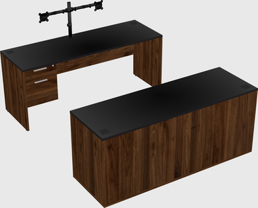 Parallel desk with credenza