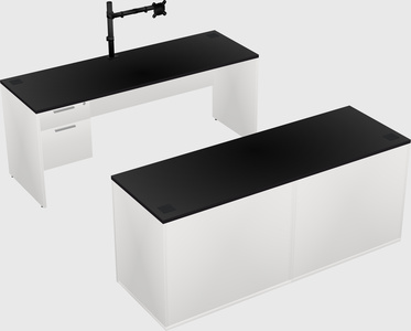 Parallel desk with credenza